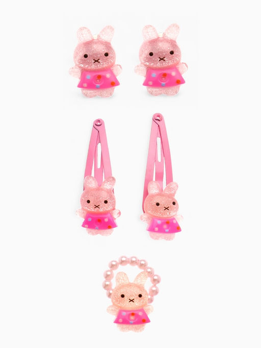 Набор детских украшений Выбражулька «Зайчики», 9 предметов: ободок, 2 резинки, 2 заколки, клипсы, кулон, браслет, кольцо, МИКС