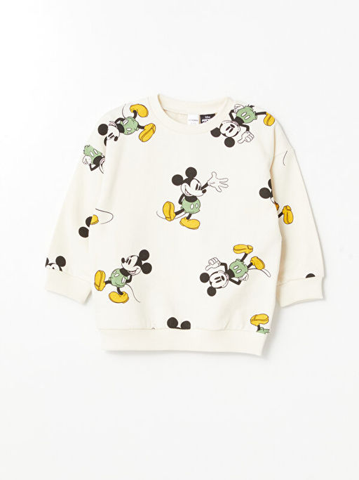 Bisiklet Yaka Uzun Kollu Mickey Mouse Bask?l? Erkek Bebek Sweatshirt ve E?ofman Alt 2li Tak?m - Waikiki фото 2