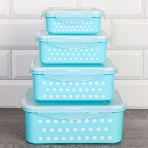 Салатник квадратный 4 штуки с крышками Горох / ZH-023 /уп 48/ - Галеонтрейд фото 2