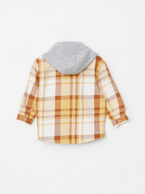 Kap??onlu Uzun Kollu Ekose Desenli Erkek Bebek G?mlek Ceket - Waikiki фото 3