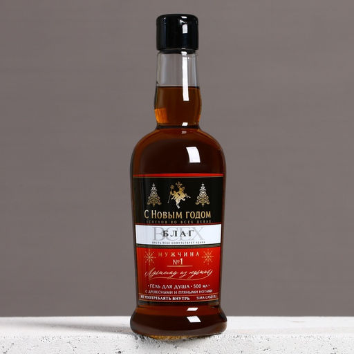 Гель для душа коньяк мужской С новым годом!, 500 мл, аромат древесный с пряными нотами, Чистое счастье