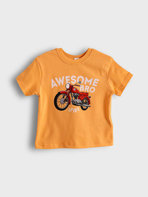 Bisiklet Yaka Bask?l? Erkek ?ocuk Ti??rt 3l?
