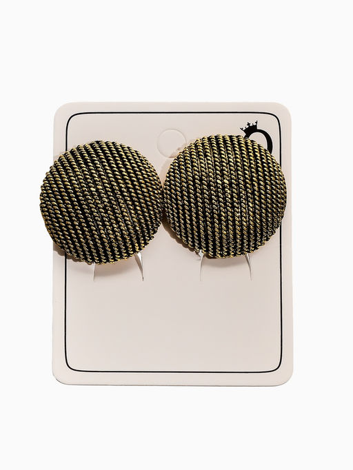 Цена за 2 шт. Клипсы «Круг в рубчик», цвет чернёное золото