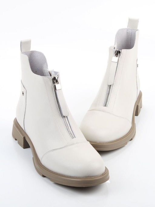 01-M43-11 LT.BEIGE Ботинки демисезонные женские (натуральная кожа, байка)