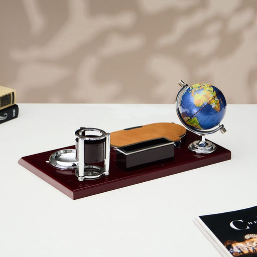 Набор настольный 5 в 1 с визитницей, красное дерево