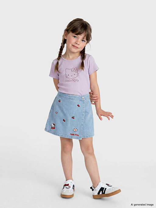 Футболка Hello Kitty в рубчик для девочек