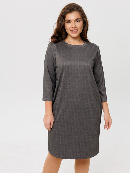 Платье женское П-176 (жаккард принт) Тёмно-серая ёлочка