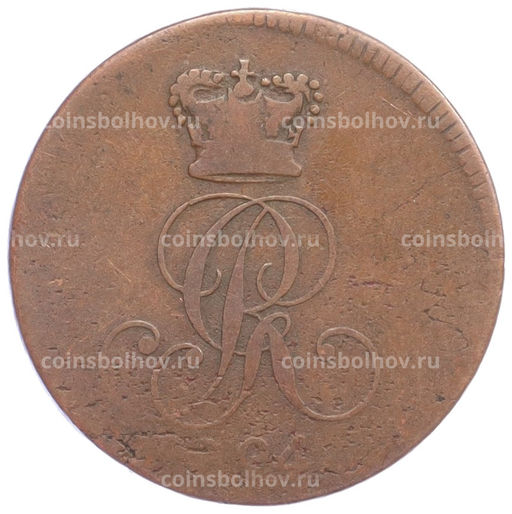 Монета 2 пфеннига 1824 года С Брауншвейг-Каленбург-Ганновер