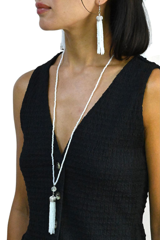 Сотуар, Серьги "Кисточки" из циркона 3мм цв.белый, 78см