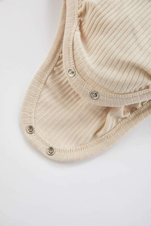 Майка в рубчик с воротником для новорожденных мальчиков, состоящая из двух частей, с длинными рукавами, на защелках - Defacto фото 4