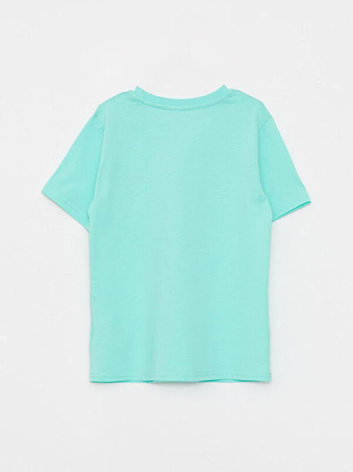 Bisiklet Yaka Bask?l? K?sa Kollu Pamuklu Erkek ?ocuk Ti??rt - Waikiki фото 2