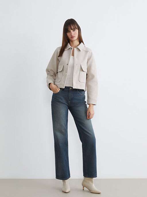 G?mlek Yaka Kad?n Ka?e Ceket