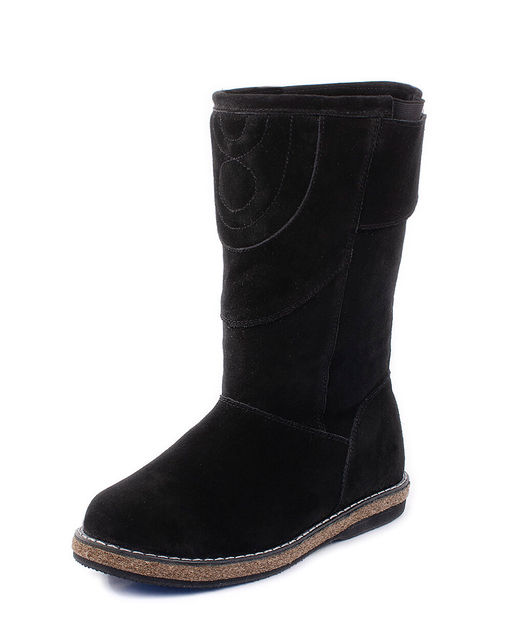 Монголки женские на войлочной подошве., Черные. Замша. Молния. Подклад овчина.