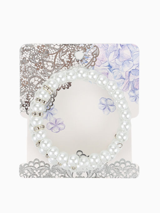 Браслет-пружинка Жемчужинка морская 3 ряда, белый в серебре, L=7 см