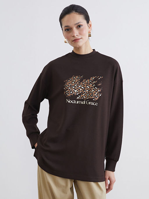 Bisiklet Yaka Oversize Kad?n Sweatshirt Tunik