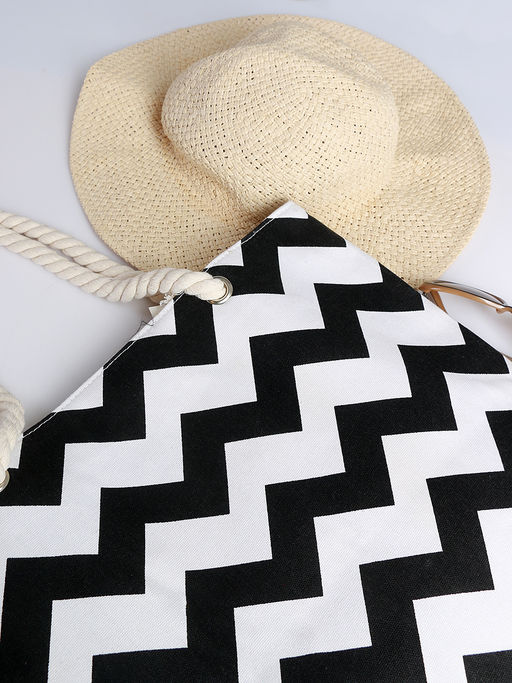 Сумка пляжная черно-белая - Almond фото 3