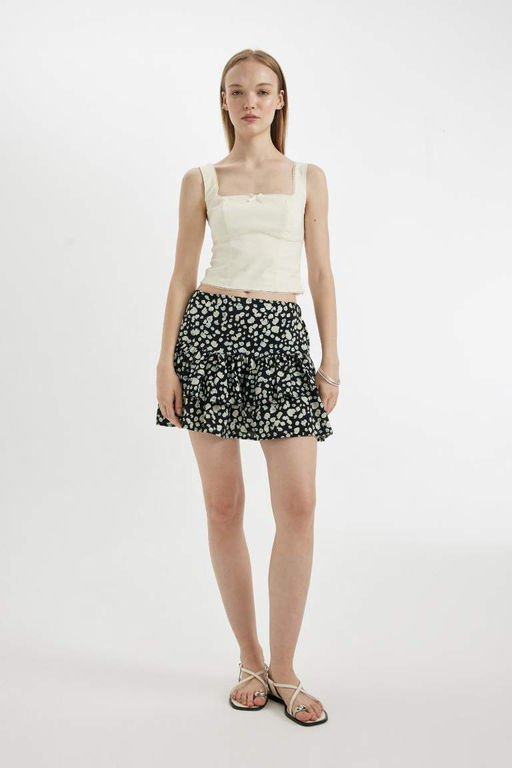 Марокканская мини-юбка с крутым принтом и высокой талией - Defacto фото 3
