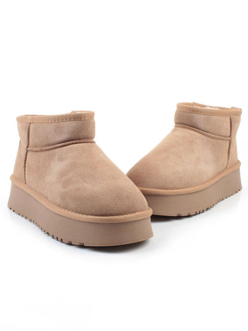 04-PF8520-3 BEIGE Угги женские (натуральная замша, 100% шерсть)