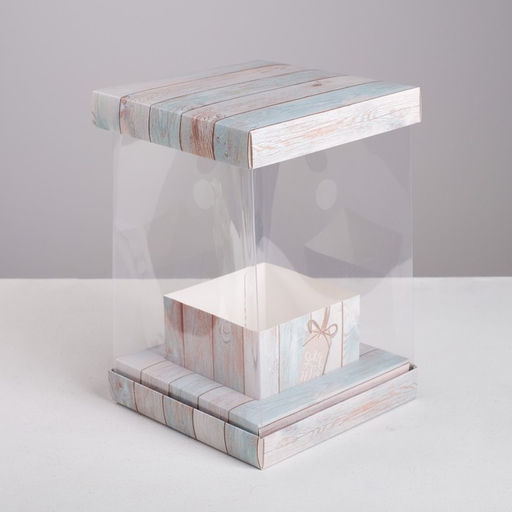 Коробка для цветов с вазой и PVC окнами складная Счастье, 16 х 23 х 16 см - Дарите счастье фото 2