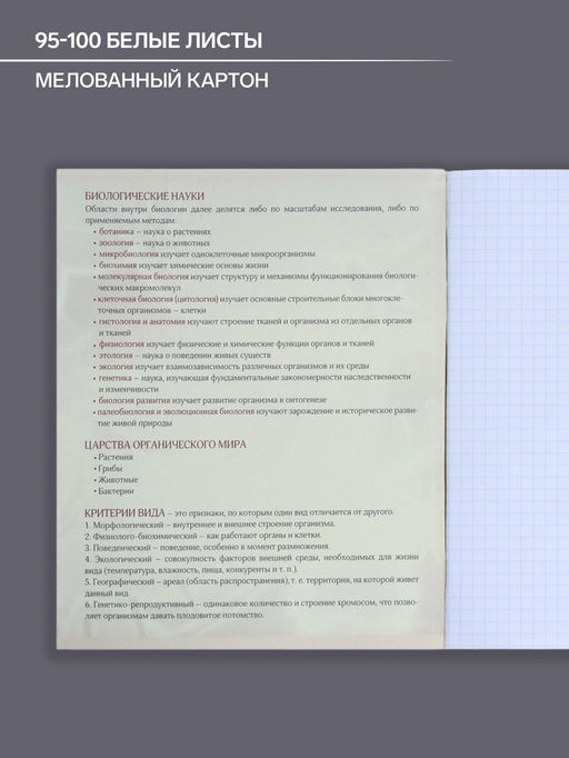 Цена за 10 шт. Предметная тетрадь по биологии Calligrata «Мрамор светлый», 48 листов, в клетку, со справочным материалом, обложка из мелованного картона