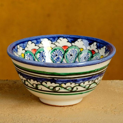 Набор чайный Риштанская керамика, 4 предмета: чайник 700 мл, 2 пиалы d=9.5 см, тарелка d=17 см, синий