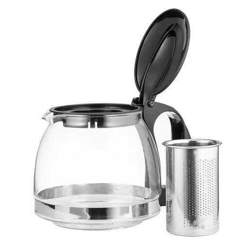 Заварочный чайник LARA 1250мл, СИЛИКАТНОЕ СТЕКЛО, стальной фильтр, подъем крышки (LR06-20)  фото 4