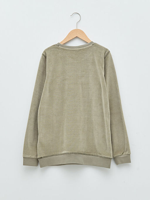 Bisiklet Yaka Nak?? Detayl? Uzun Kollu Kadife Erkek ?ocuk Sweatshirt - Waikiki фото 2