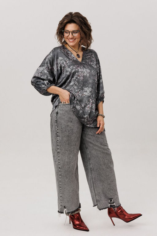 Блуза ANELLI 1665.1 графитовый гербарий  фото 6