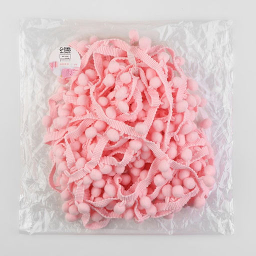 Тесьма декоративная с помпонами, 25±5 мм, 9.1±0.5 м, розовая