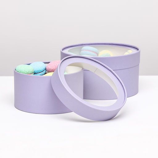 Набор 2 в 1 круглых коробок Бледно-фиолетовый с окном, 21 х 11 - 18 х 10 см - Simaland фото 6