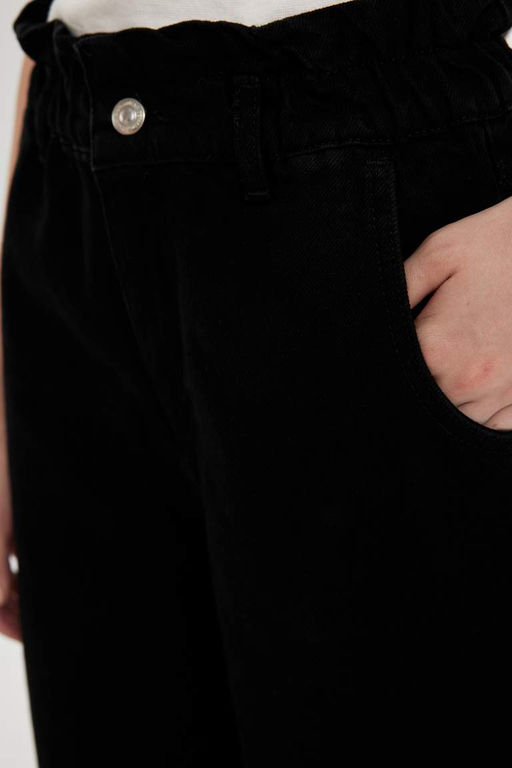 Джинсовые брюки длиной до щиколотки с эластичной резинкой на талии и бумажным пакетом - Defacto фото 6