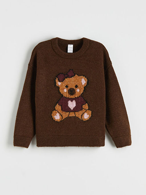 Desenli K?z ?ocuk Triko Kazak