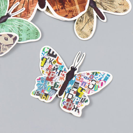 Бабочки картон Газета набор 12 шт h=4-10 см на магните - Simaland фото 2