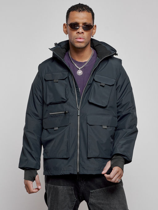 Куртка - жилетка трансформер 2 в 1 мужская зимняя темно-синего цвета 2409TS - Mtforce фото 10