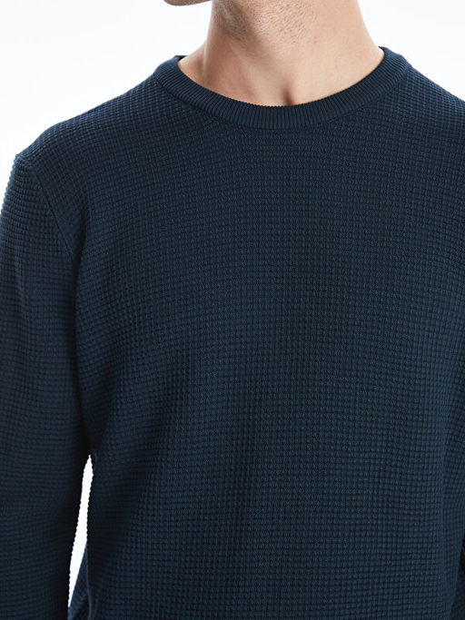 Bisiklet Yaka Kareli Erkek Triko Kazak