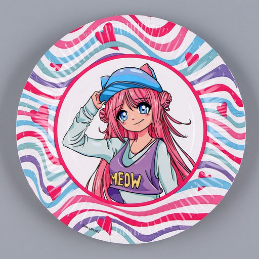 Посуда бумажная одноразовая «Аниме», 6 тарелок, 1 гирлянда, 6 стаканов, 6 колпаков