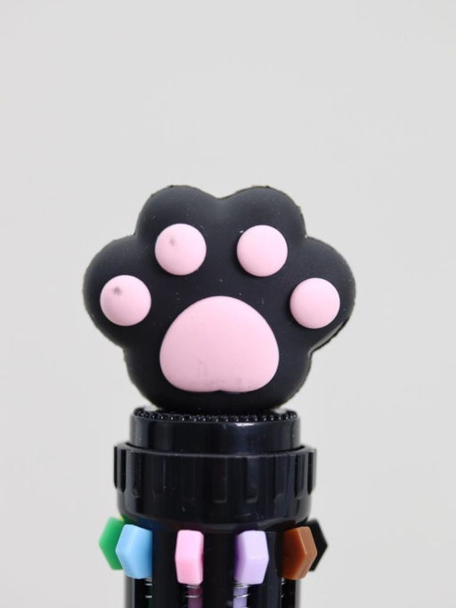 Разноцветная ручка 10 в 1 "Чёрная пушистая лапка"