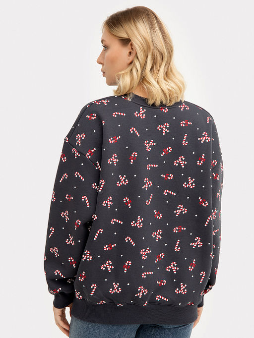 Свитшот женский серый новогодний с принтом конфеты - Mark formelle фото 5