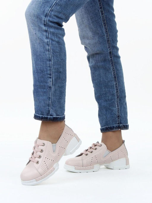 03-YB13-3 PINK Полуботинки летние женские (натуральная кожа)