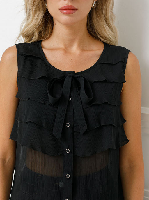 Блуза с воланами и съемным бантом