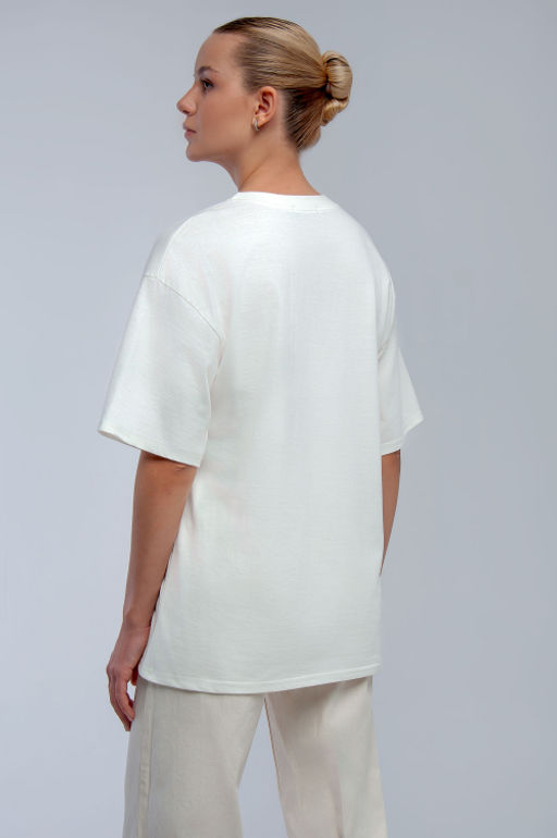 Арт. 31124 Футболка женская оверсайз 44-52 (5 шт) Цвет:молочный - Калинка фото 9