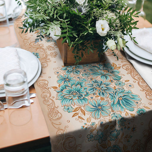 Дорожка столовая, сервировочная 50х150см "Летние мотивы-2", хлопок "Премиум" 236г/м2, упаковка классическая 28х41см, "Домашняя мода" (Россия)