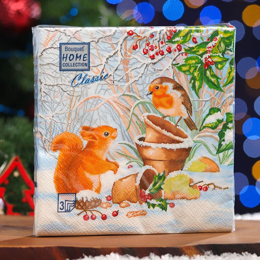 Цена за 2 шт. Салфетки бумажные Home Classic Новогодняя беседа, 3 слоя, 33?33 см, 20 шт.
