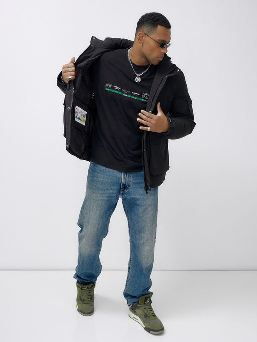 Куртка спортивная мужская зимняя с капюшоном черного цвета 2333Ch - Wonderrman фото 13