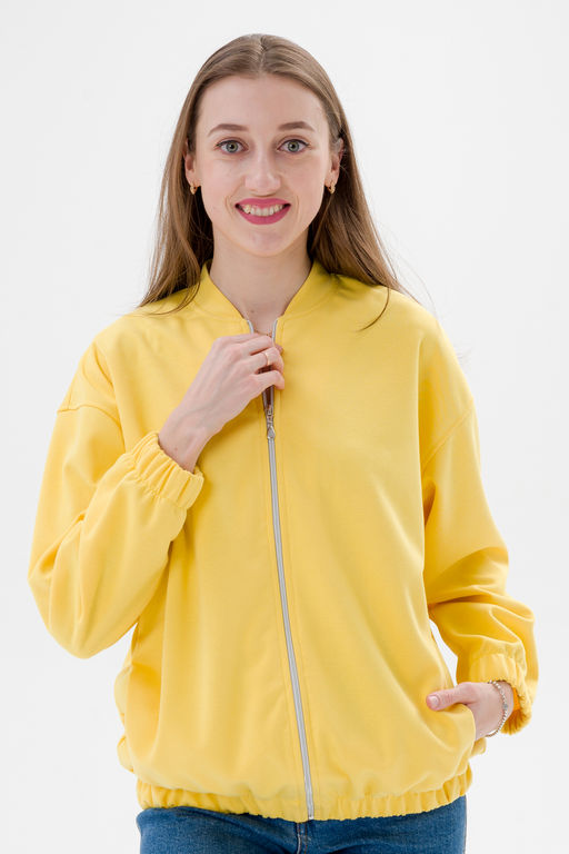 Бомбер из коттон фита жёлтый - Амадэль фото 4