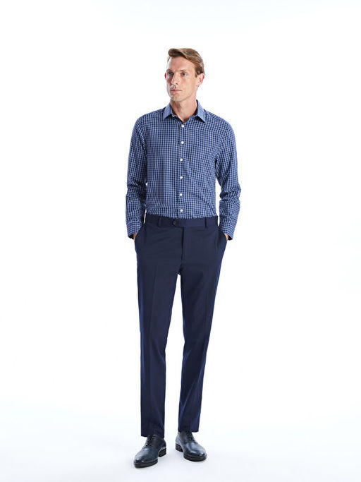 Regular Fit Uzun Kollu Ekose Gabardin Erkek G?mlek