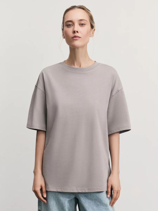 Базовая футболка оверсайз из хлопка / Zarina  фото 3