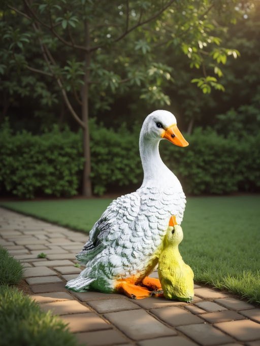 Садовая фигура из полистоуна «Утка с утёнком», 31×24×13 см