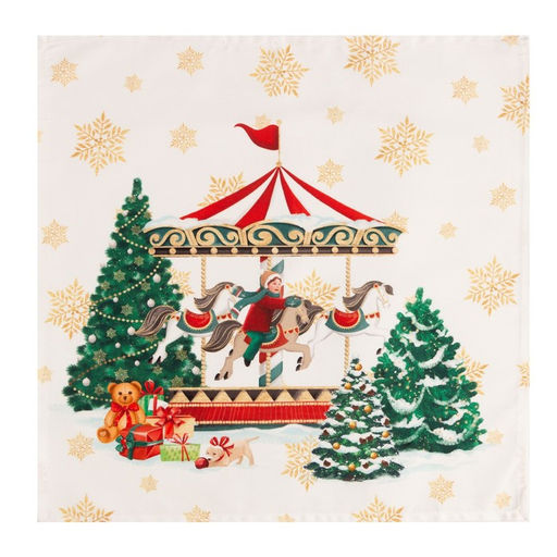 Набор новогодних салфеток Этель Новогодняя ярмарка, 40х40см 4 шт, хлопок, саржа  фото 6