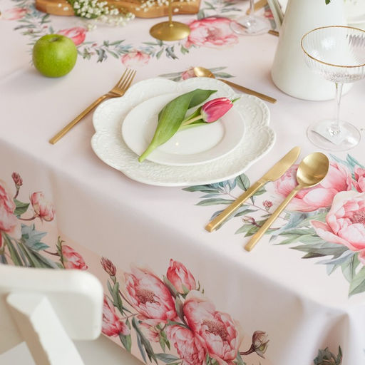 Скатерть Доляна Рeonies flowers 145*180 +/- 3 см, 100% п/э  фото 4